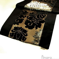 FINARA費納拉 精品飯店-樣品屋專用 貴族凱薩琳黑銀雙色立體植絨燙花床旗